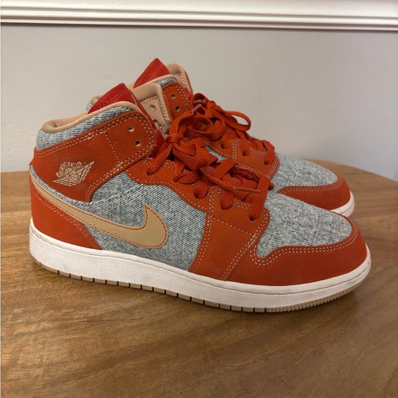 Jordan Shoes - Jordan’s 1 Mid SE Cinnabar Denim‎ Rust Sue sneakers Woman’s 6.5